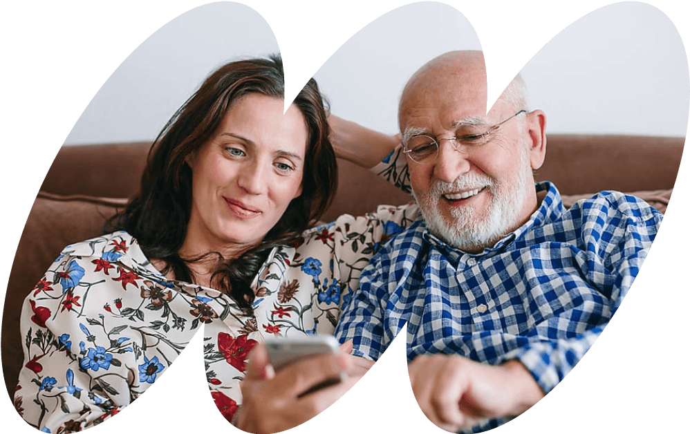 Caregiver and elderly person together